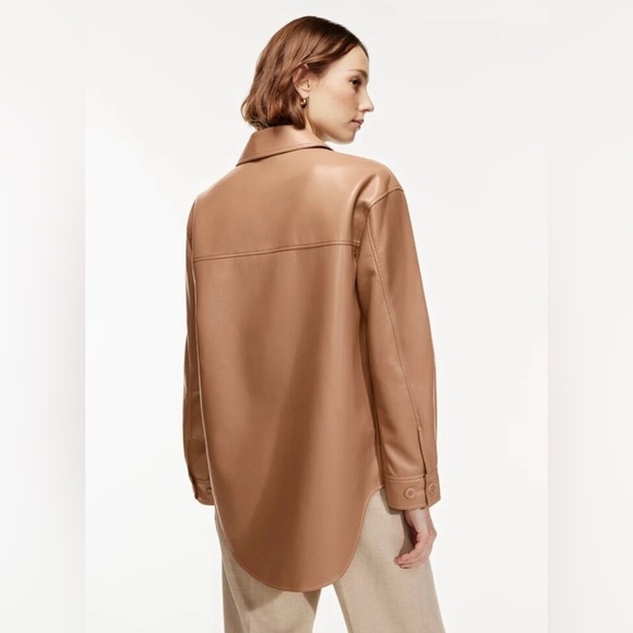 Aritzia Wilfred The Ganna Button Down Shirt - Blush Pink Faux Leather - XXS/2XS - Picture 14 of 16